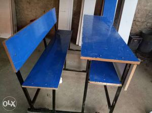 School bench table Blue Wooden Bench