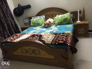 Teak wooden King size double bed with storage