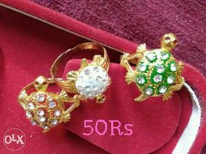 Three Gold-colored Turtle Rings