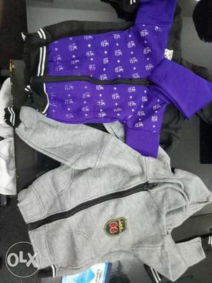Toddler's Purple And Gray Zip-up Hoodie