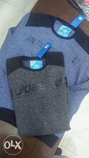Two Blue And Gray Nike Crew-neck Shirt