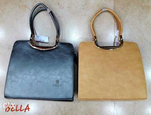 Two Gray And Brown Bella Leather Shoulder Bags