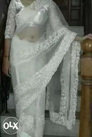 White And Gray Sari