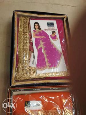 Women's Pink And Brown Sari Dress Pack