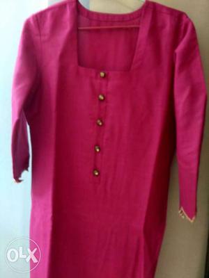 Women's Pink Long Sleeve Scoop Neck Dress