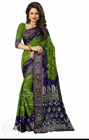 Women's Purple And Green Sari