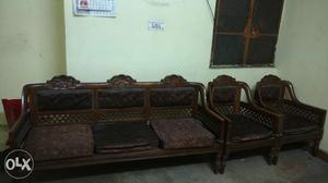 Wooden sofa three seater and two side seat's
