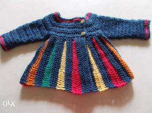 A multi coloured frock crocheted by me...for a