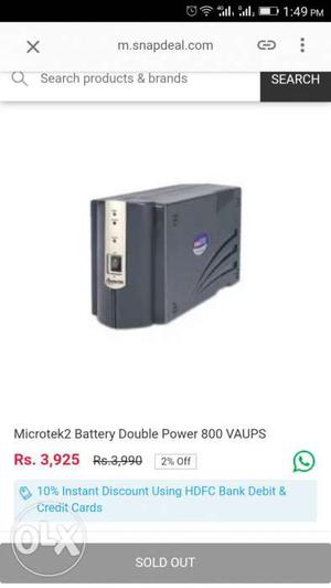 Black And Gray Microtek 2 Battery Double Power 800 Vaups