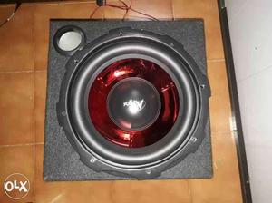 Black And Red Subwoofer Speaker With Enclosure and amplifier