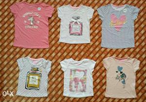 Girls 1 to 8 age t-shirts. surplus stock. 150rs