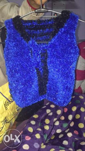 Hand made woolen blue-black jacket for infants