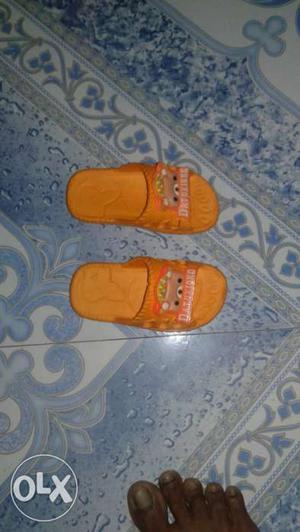 Pair Of Toddler's Orange House Slippers