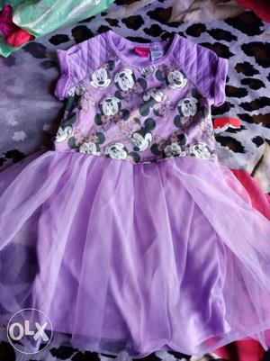 Purple color disney frock with minnie mouses