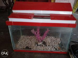Red And White Wooden Frame Pet Tank
