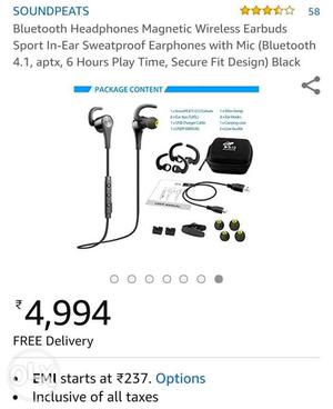 SOUNDPEATS Bluetooth Headphones Magnetic Wireless