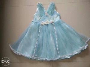 Sleeveless light blue party frock from USA for