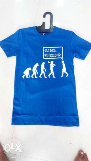 Toddler's Blue And White Crew-neck T Shirt
