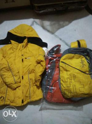 Yellow Full-zip Hoodie (for 13yrs kid) +2 bags(you get all