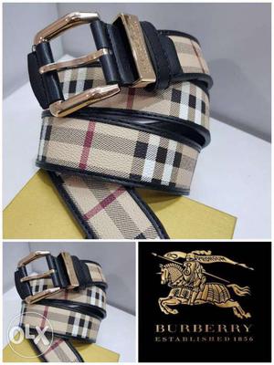 Black, Brown, And White Flannel Burberry Belt
