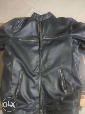 Black Leather Zip-up Jacket size XL