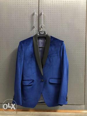 Blue And Black Notch-shawl Suit Jacket
