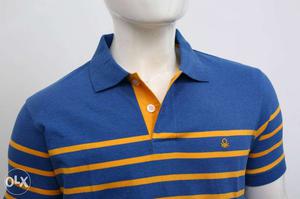 Blue And Orange Striped Polo Shirt