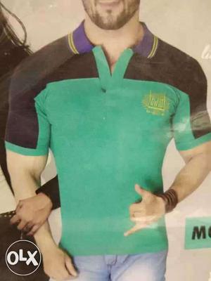 Men's Green And Black Polo Shirt