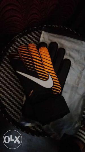 Pair Of Black Leather Nike Gloves