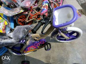 Toddler's Purple, White, And Brown Training Bicycle