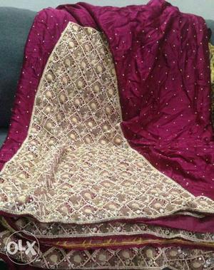 Women;s Pink And Brown Sari