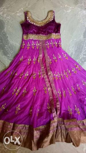 Women's Purple And Brown Anarkali Traditional Dress