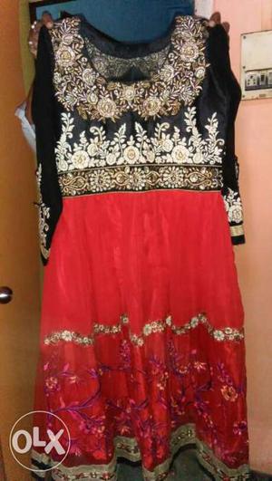 Women's Red and Black Floral Dress