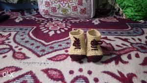 Baby's Beige-and-brown Bootees