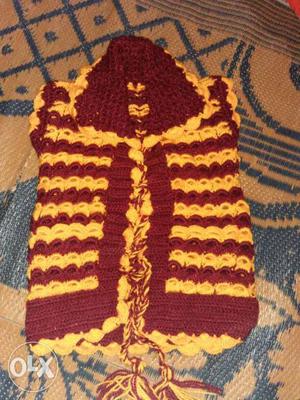 Baby's kotiYellow And Red Knitted Vest
