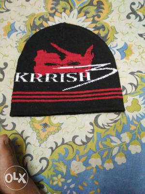 Black And Red KRRISH Knitted Hat