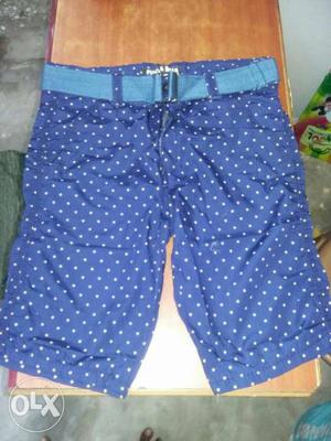 Blue And Gray Polka-dot Shorts