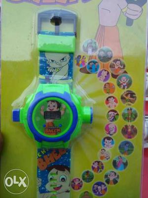 Kid's Blue And Green Digital Watch In Blister Pack