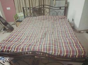 Metal Bed Frame 5ft.by 6ft. with matress. mint condition.