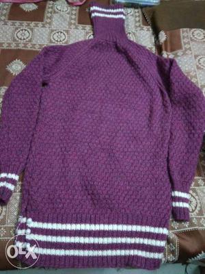 Purple And White Knit Jacket