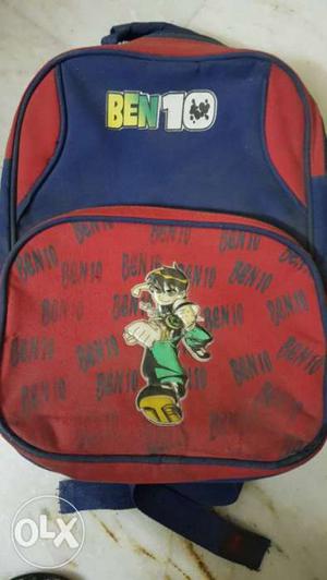 Red And Blue Ben10 Canvas Backpack