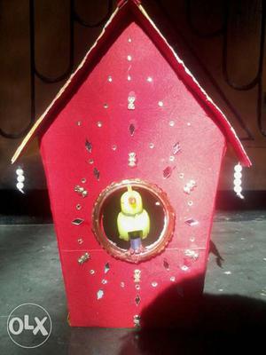 Red And Brown Wooden Bird House