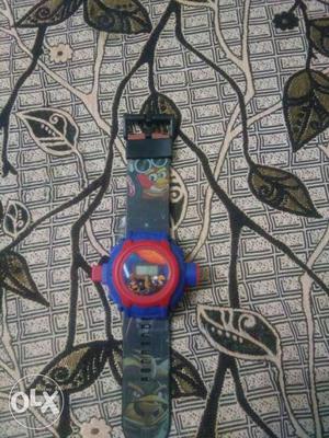 Round Red And Blue Angry Birds Digital Watch