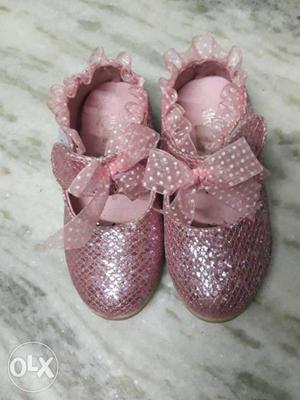 Toddler's Pair Of Pink Glittered Flats