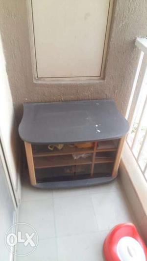 Black And Brown Plastic TV Stand With Mirror