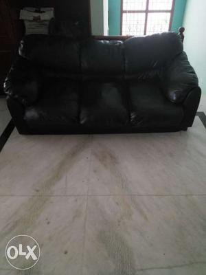 Black Rexine Sofa 3×2
