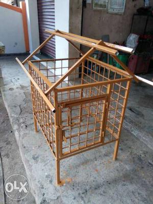 Brown Wooden House Shape Pet Cage