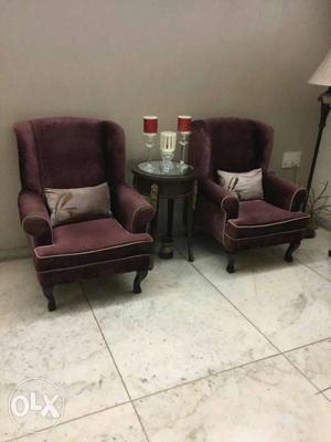 Wing chairs with high end velvet fabric. 2 years
