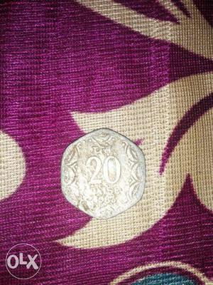 20 indian paisa coin, which was made in