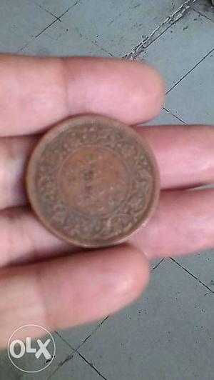 British era half anna copper coin